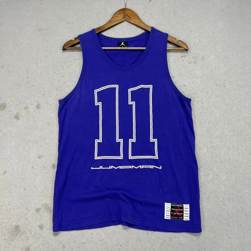 Nike Jordan Jumpman Mens Purple AJ11 Graphic Basketball Tank Top Shirt Large